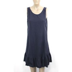 Terzo Millennio Dress Women's Size S Blue Linen Italy Midi Casual Lightweight